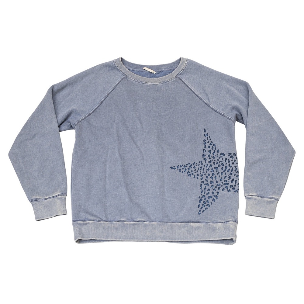 Easel Mineral Wash French Terry Pullover Laser Cut Burnout Star Sweatshirt Small